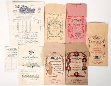 B E Calkins Paper Bag Samples and Price Lists [194118]