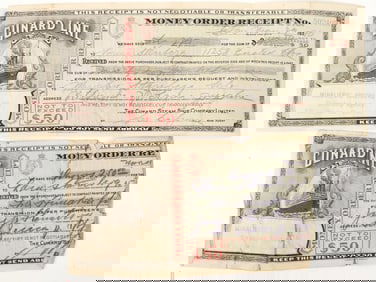 Cunard Line Money Order Receipt, Rare, 1930 [193709]