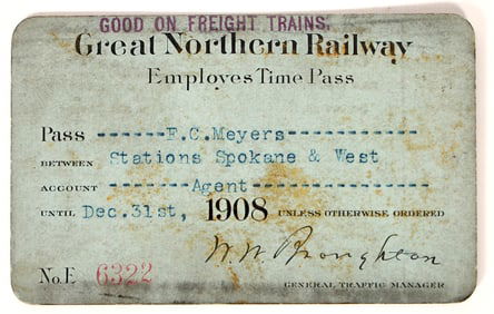 Great Northern RWY Pass 1908 [180382]