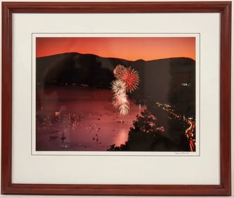 Photograph of Fireworks Over Water by James Stroud - Framed [184072]