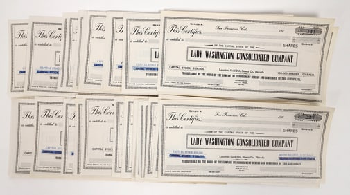 Lady Washington Consolidated Stock Certificates (46) [193960]