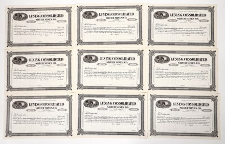 Luning Cons. Silver MC stocks, 10 Unissued [193784]