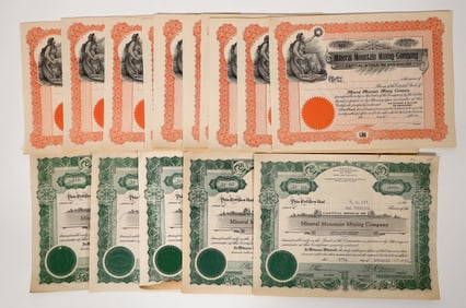 Mineral Mountain Mining Stocks, 2 Different, [194102]