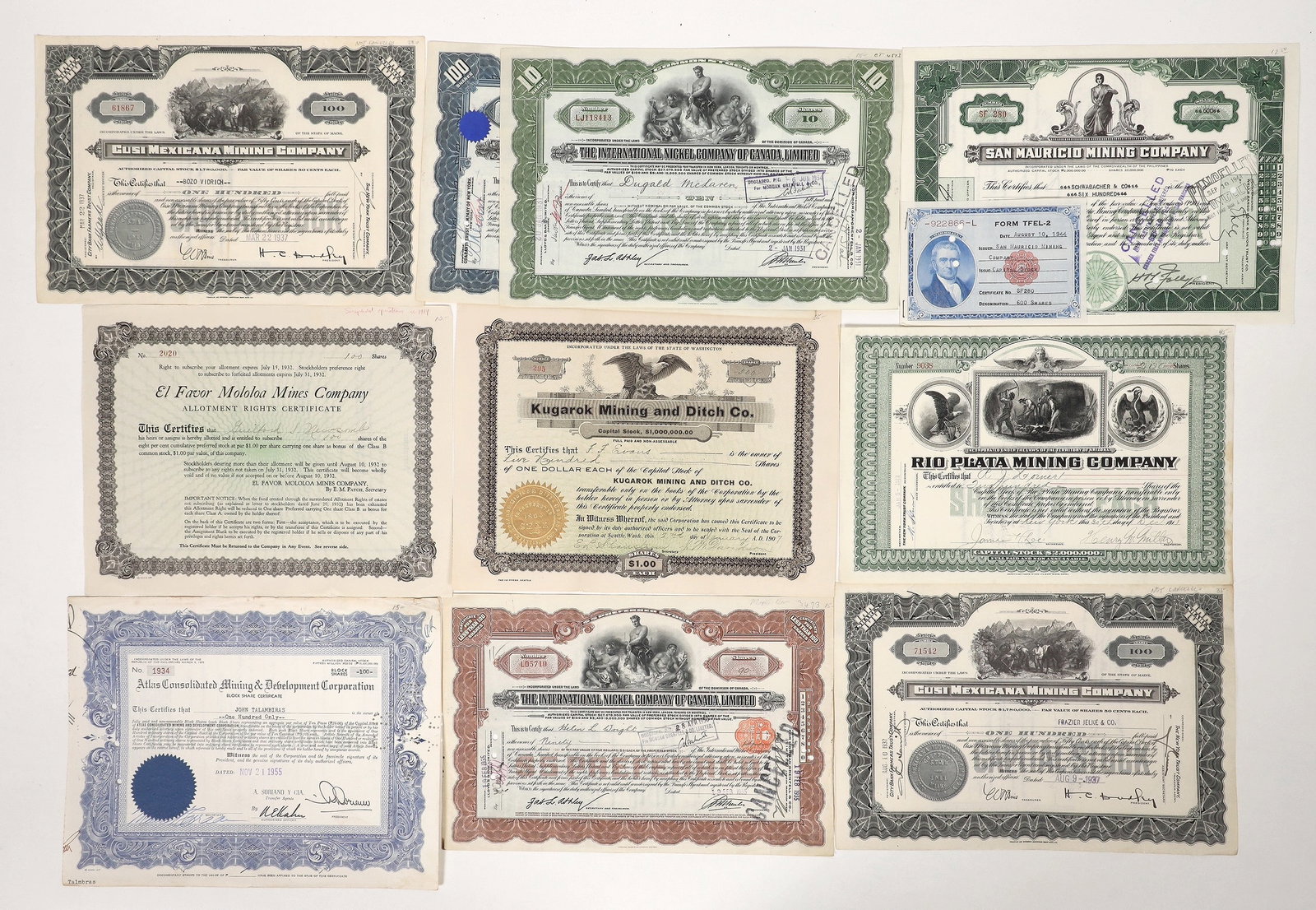 Foreign Mining Stocks, 10, 1907-55 [192469] (1 of 1)