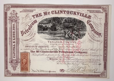 McClintockville Petroleum Company Stock Certificate (Purple Variety) [194064]