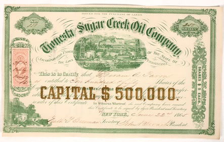 Civil War-Era Tionesta & Sugar Creek Oil Stock [192020]