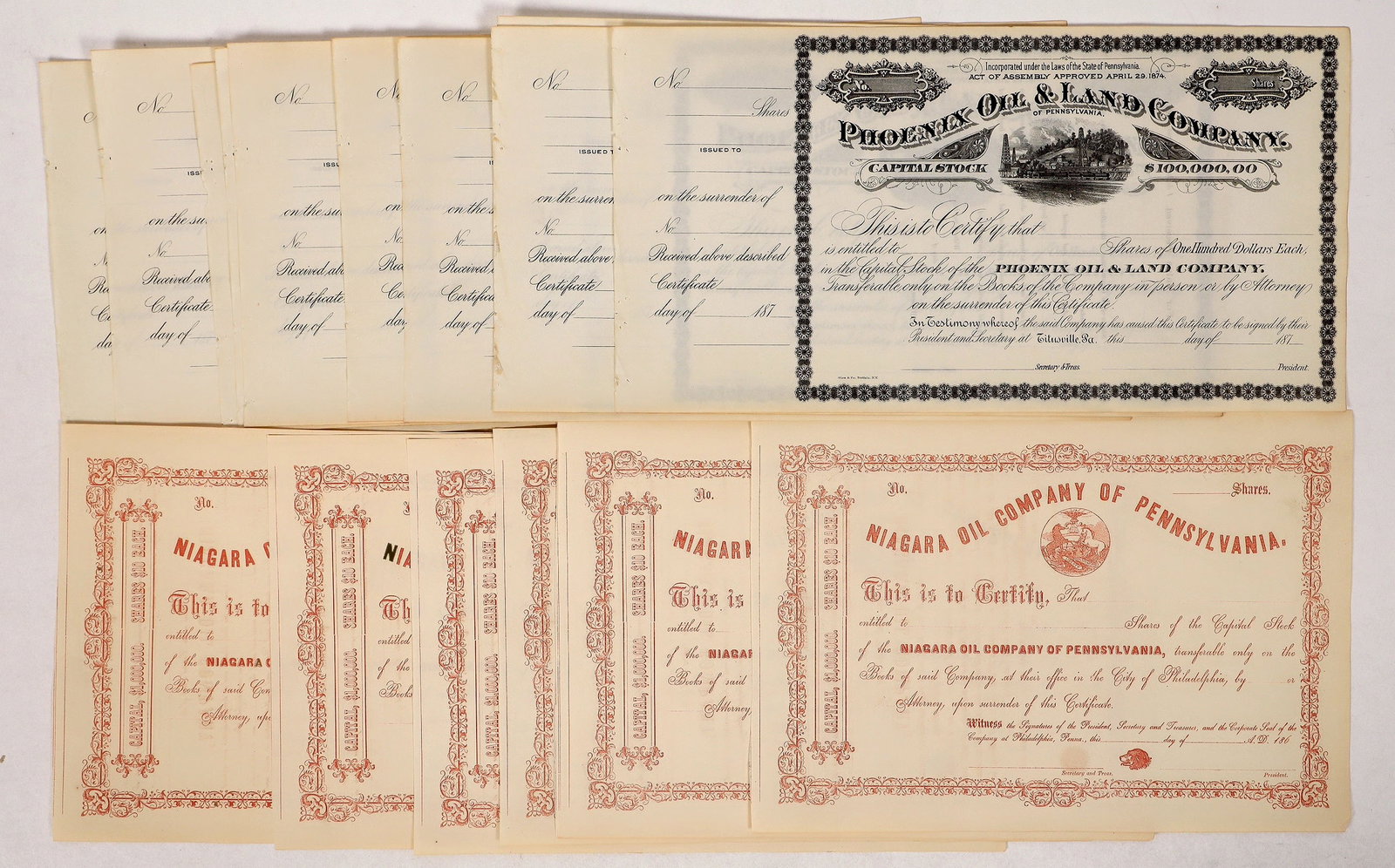 Unissued Pennsylvania Oil Stocks, 1860s-1870s [192024] (1 of 1)