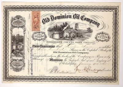 Old Dominion Oil Stock w/Nice Vignettes 1865 [194061]