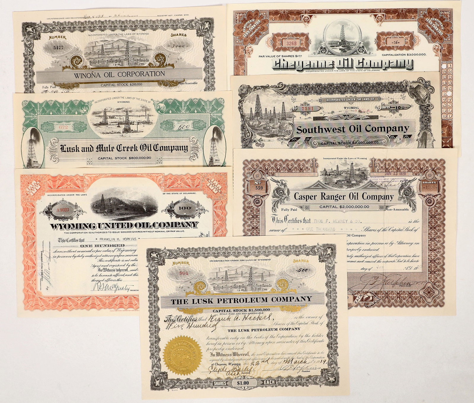 Wyoming Oil Stocks w/ Vignettes, 1917-1927 [192026] (1 of 1)