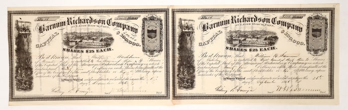Barnum Richardson Stock Pair with Barnum Signature. [192457]