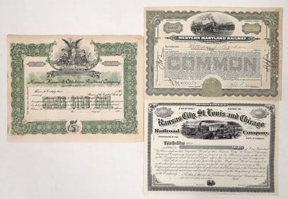 Kansas and Missouri RR Stocks, 3 [192342]