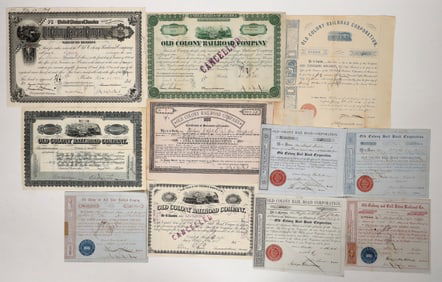 Old Colony RR Stocks & 1 Bond, 9, 1845-1946 [192600]