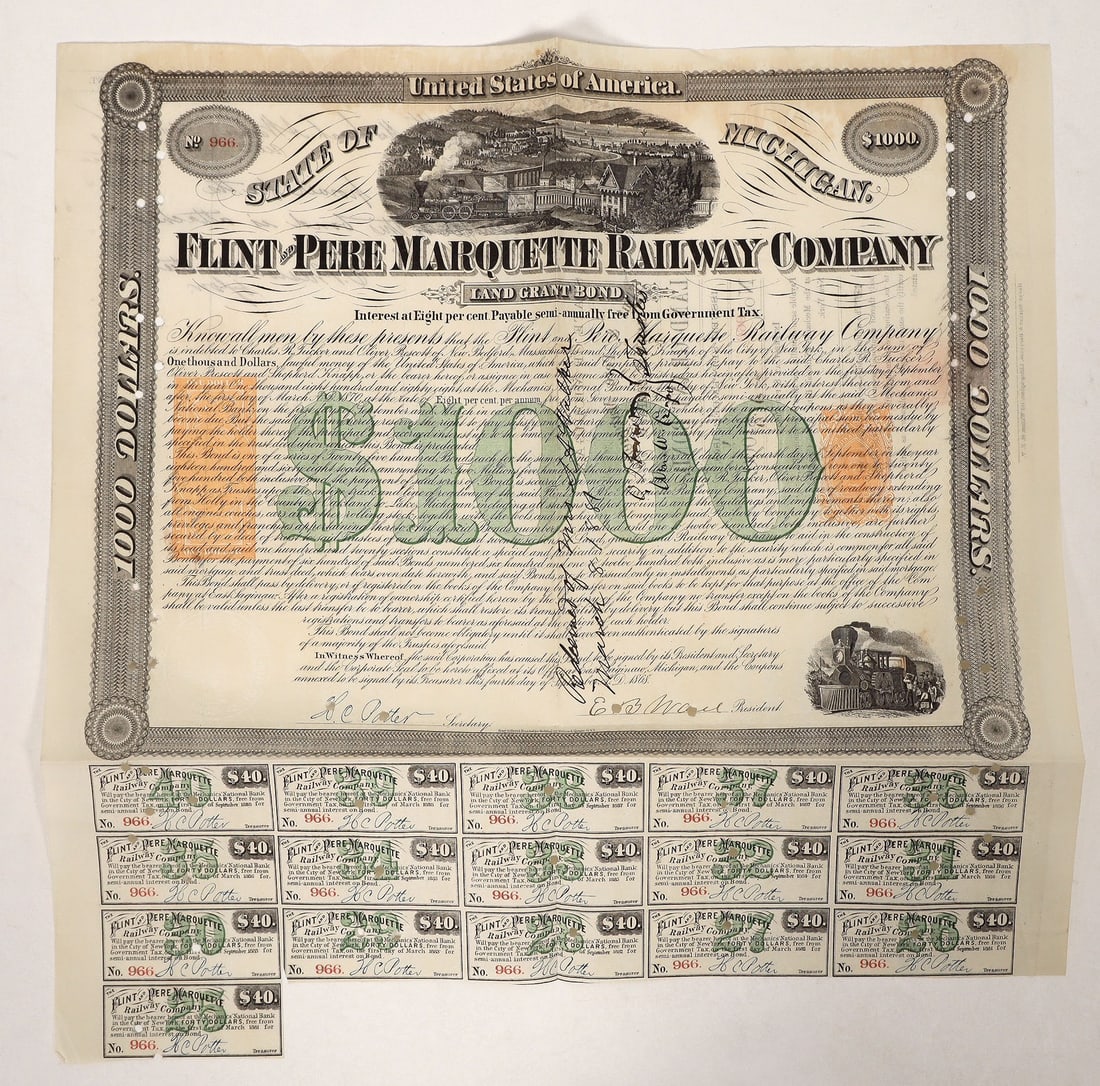 Pere Marquette Railway Bond with 3 RN's [192039] (1 of 1)