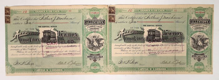 Allentown and Lehigh Valley Traction Stock Pair, 1893 [192594]