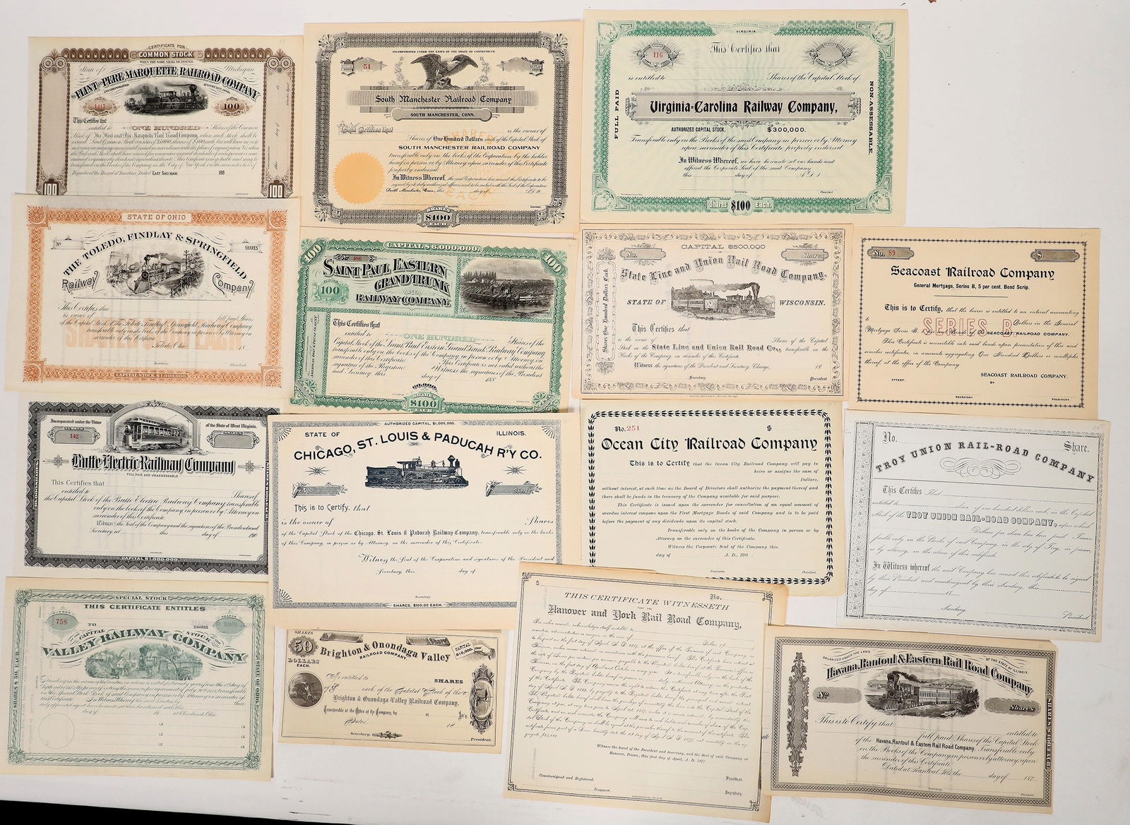 Early Unissued RR Stocks, 1870s to 1900s [192648] (1 of 1)