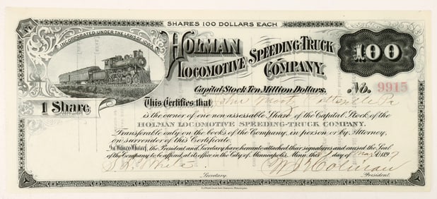 Holman Locomotive Speeding Truck Co. Stock [191399]