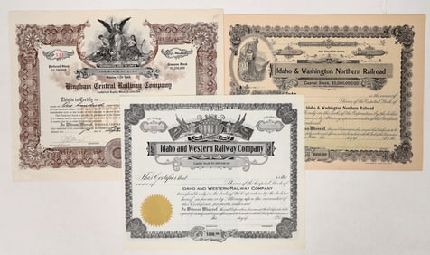 Idaho & Utah RR Stock Trio, early 1900s [192014]