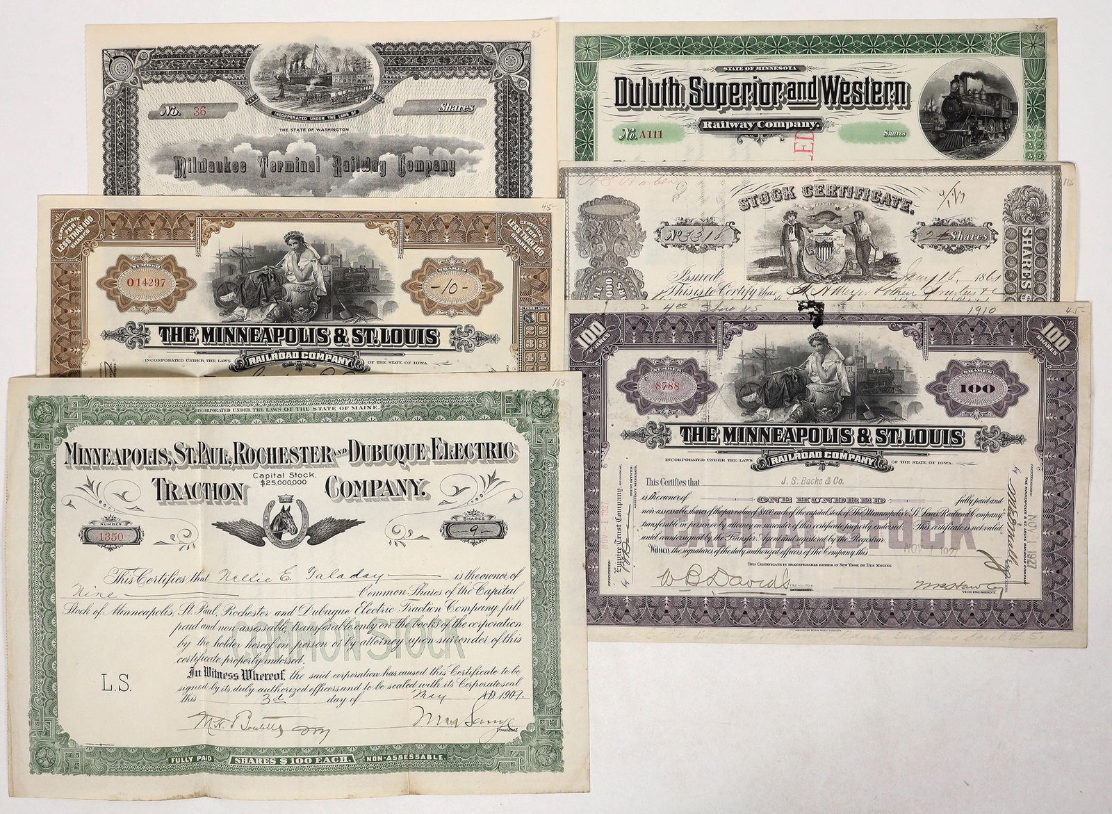 Railroad Stock Collection, c1861-1933 (6) [191812] (1 of 1)