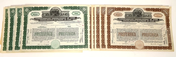 Consolidated Railroads of Cuba Stock Certs.  [183512]