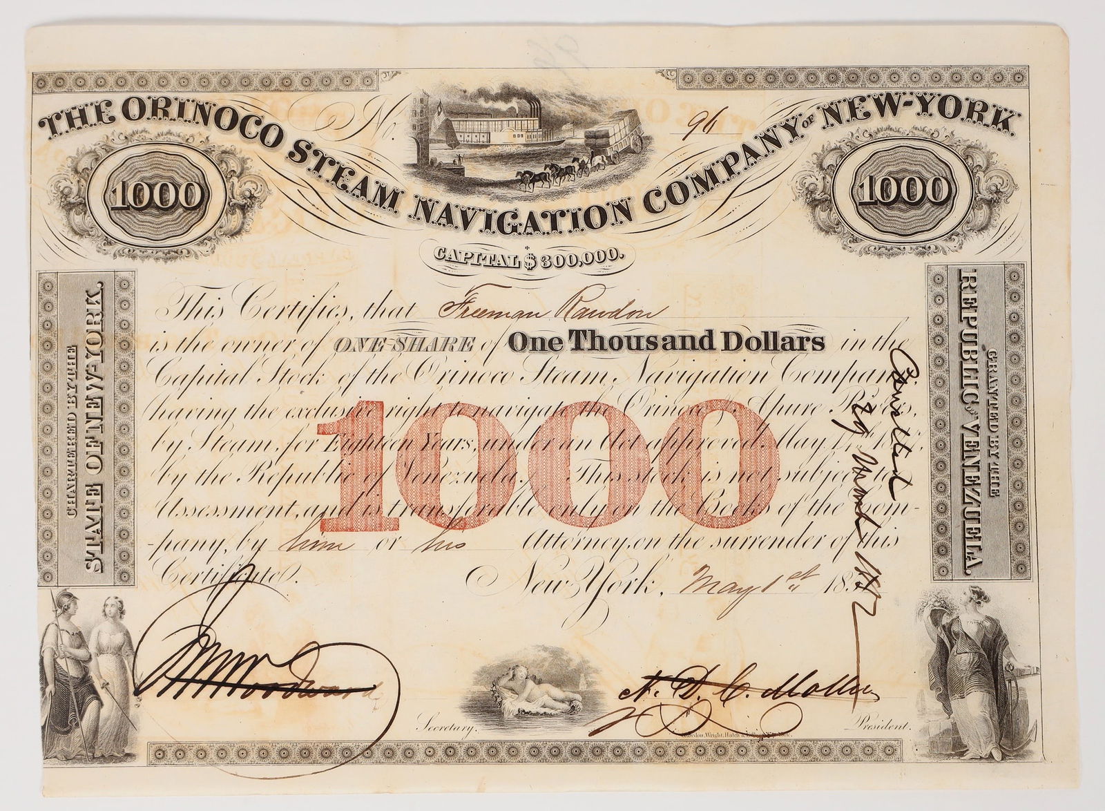 Orinoco Steam Navigation of New York Stock, 1851 [193974] (1 of 1)