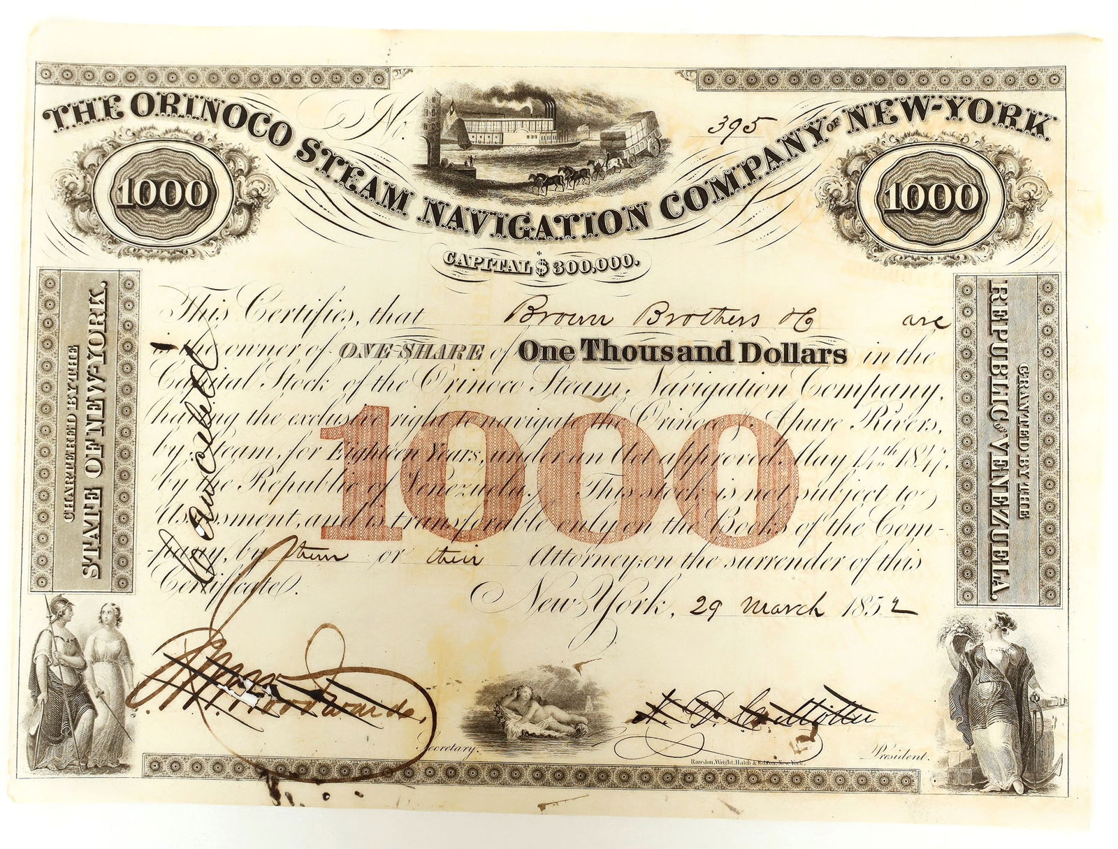 Orinoco Steam Navigation of New York Stock, 1852 [190954] (1 of 1)