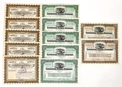 Submarine Signal & Intl. Code Machine Stocks, 10 Total [191193]