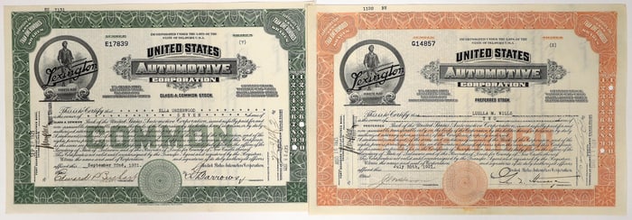 United States Automotive, 2 Different Stocks, 1920 [192772]