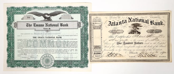 Pair of National Bank Stocks, 1872-1937 [192561]