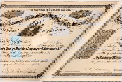 Davis Sewing Machine Co. Stock, 1872 [192646]
