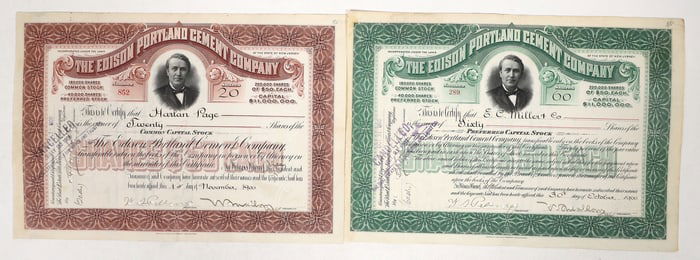 Edison-Portland Cement Co. Stocks, 1900 [192166]