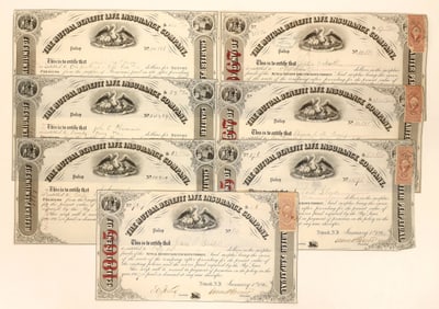 Mutual Benefit Life Insurance, 3 Different 1860's, 6 Total [191092]