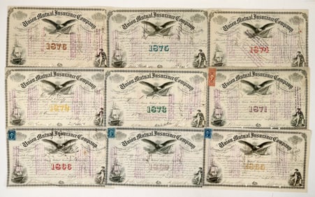 Union Mutual Insurance Stocks, 9, 1865-76, Incomplete [191038]