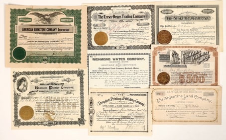 Miscellaneous Stock & Bond Group, c1886-1918 (8) [191303]