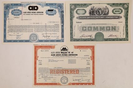 Allied Artists Pictures Corp. Stock Certificates [194180]