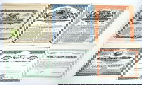 Telephone Stocks and Bonds, 7 Different, 70 Total [191151]