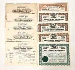 Early Telephone Stocks, 4 Different, 9 Total [191176]