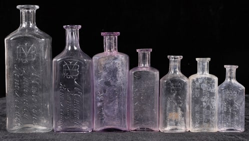 J B McCullough's Drug Bottles, 7 Different Sizes [195420]