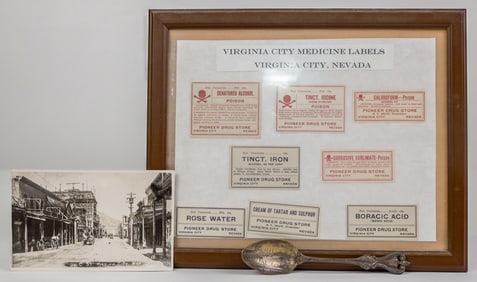 Virginia City Medicine Bottle Labels, Silver Souvenir Spoon (3) [195310]