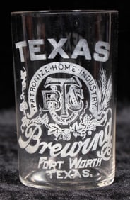 Etched Texas Beer Glass, c. 1900 [194400]