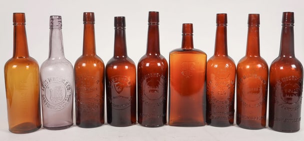 Tooled Top Western Whiskey Bottles, 9 [195426]