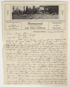 Extra Rare Pictorial Letterhead for Homewood Resort, Lake Tahoe [192907]