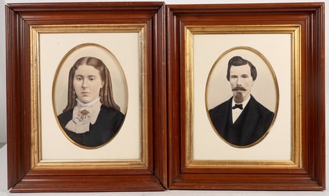SF Man and Woman Hand Painted Photos in Frames [195430]