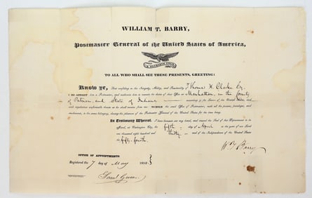 Indiana Postmaster Appointment Document [196427]