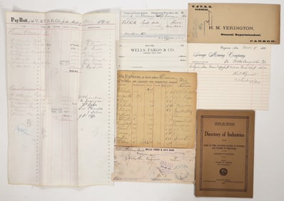 Comstock & Nevada Ephemera (Mining, Express, & Railroad) [195457]