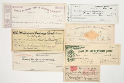 Nevada Check Collection: 7 Different, Comstock, Austin, Carson [192889]