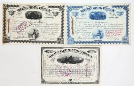 Clark & Haggins Autographed Mining Stocks/Bonds [195200]