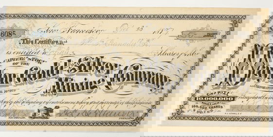 Dayton Gold & Silver Mining Co. Stock Certificate, 1877 [192909]