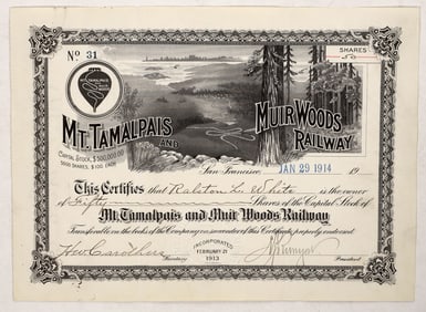 Mt. Tamalpais & Muir Woods Railway Stock Certificate [195346]