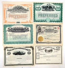 Oregon Railroad Stock Certificate Group (6) [195644]