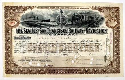 Seattle & San Francisco Railway & Navigation Co. Stock Certificate [195646]